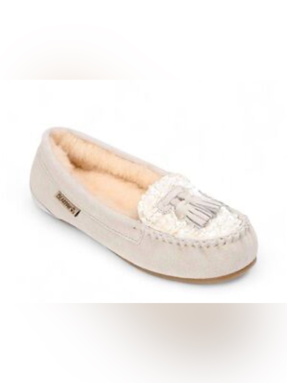 BearPaw Women’s Cream Tassel Moccasin Slipper Size 9